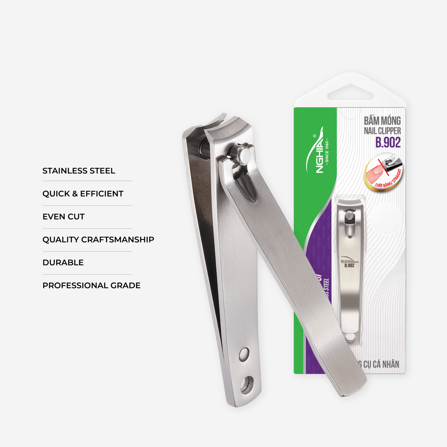 Curve Blade Large Nail Clipper - B - 902 (Stainless Steel) - W.S. Industries, Inc.