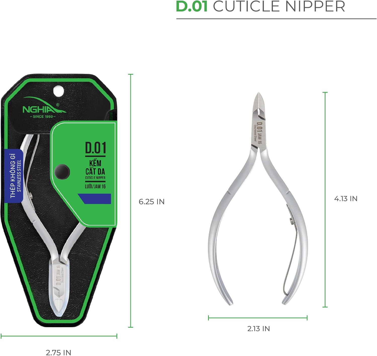 Cuticle Nipper - D - 01 (Stainless Steel) - W.S. Industries, Inc.